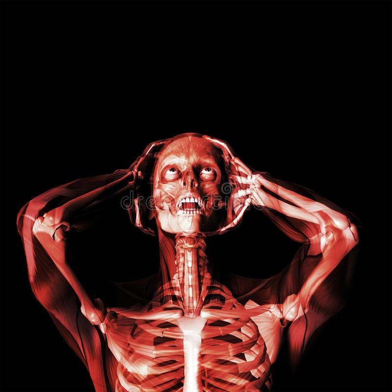 A screaming figure without skin